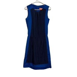 Joe Fresh For JC Penny Women's Blue Sleeveless Black Front Dress Size Small Peti